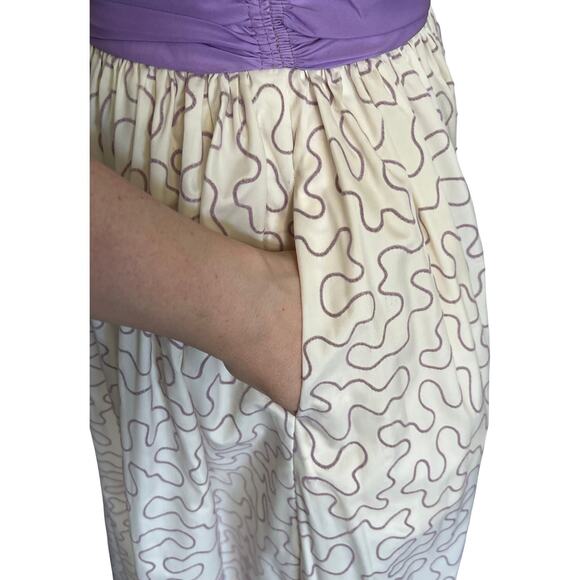 Vintage XS/S 1980s AJ Bari Strapless White and Lilac Gown - Picture 5 of 6